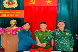 Công an xã Ia Dom tăng cường hiệp đồng trong công tác quản lý, bảo vệ biên giới quốc gia với Đồn Biên phòng, Ban Chỉ huy Quân sự xã Ia Dom năm 2025