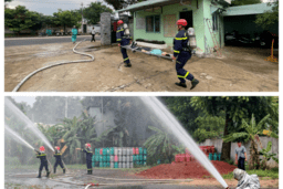 Tổ chức thực tập phương án chữa cháy của cơ quan Công an tại Công ty Cổ phần Khí hóa lỏng Long Phụng Kon Tum
