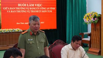 Ban Thường vụ Đảng ủy Công an tỉnh Kon Tum làm việc với Ban Thường vụ Thành ủy Kon Tum