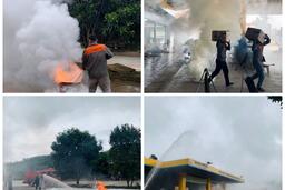 Tổ chức thực tập phương án chữa cháy và cứu nạn, cứu hộ tại Cửa hàng xăng dầu Nhân Thành Lộc Phát